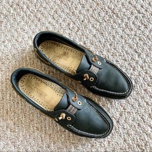 Sperry Top Sider Lexington Women’s Black Leather Boat Shoes loafers Size 8